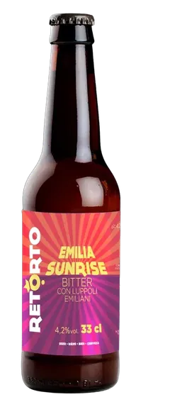 Bottiglia da 33 cl di Emilia Sunrise, bitter con luppoli emiliani, Birrificio Retorto
