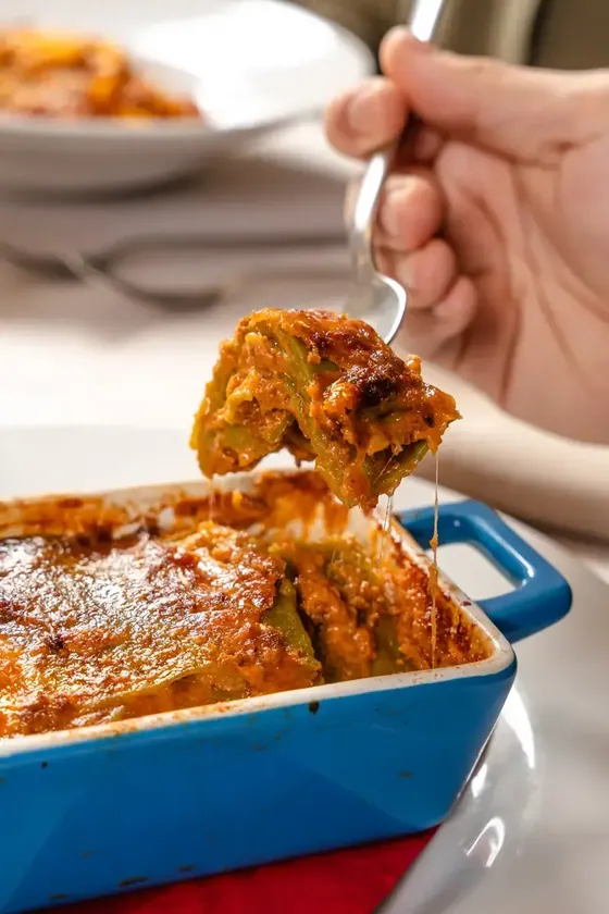 La lasagna al forno, servita dalla teglia